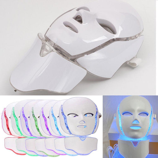 7 Color LED Facial And Neck Mask Microcurrent PDT Photon Face Wrinkle